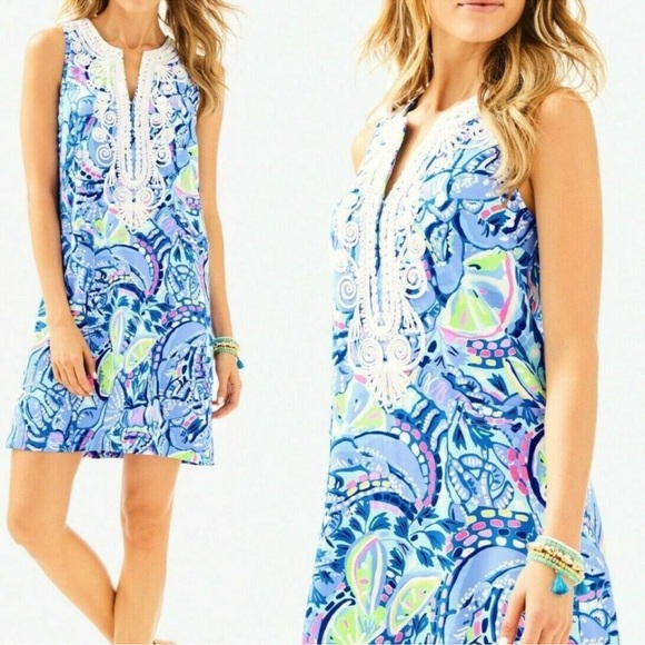 Lilly Pulitzer Dresses & Skirts - Lilly Pulitzer Vibrant Blue Dress with White Detailing